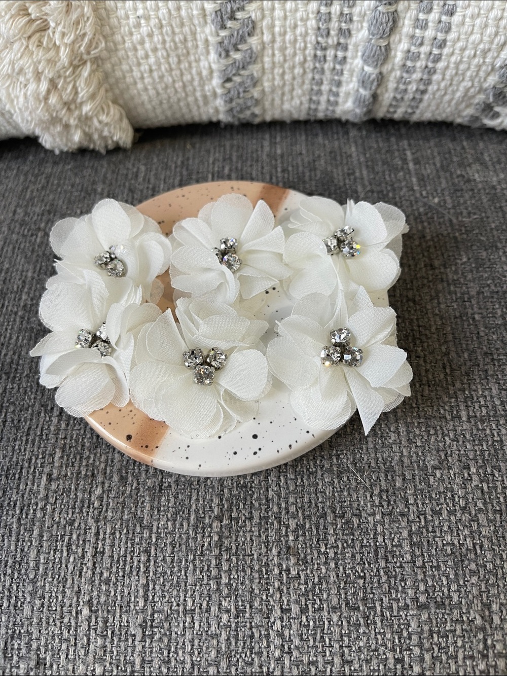 Set of 6 Ivory Mini Chiffon Flower Trim